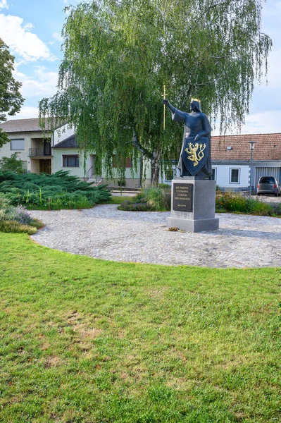 Marchegg Austria July 2020 Statue King Przemysl Ottokar Founder Town — Stock Photo, Image