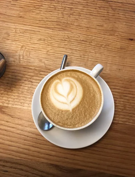 Delicioso Capuchino Con Patrón Restaurante — Foto de Stock