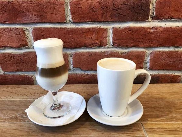 Köstlicher Kaffee Latte Und Cappuccino Café — Stockfoto