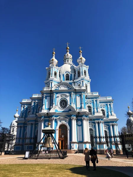 Mooie Blauwe Witte Tempel Rusland — Stockfoto