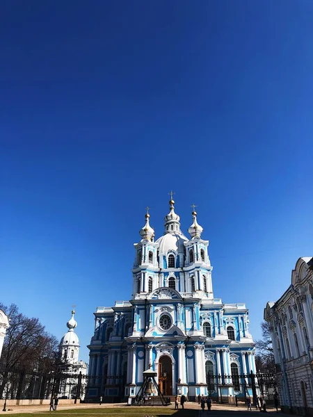 Mooie Blauwe Witte Tempel Rusland — Stockfoto