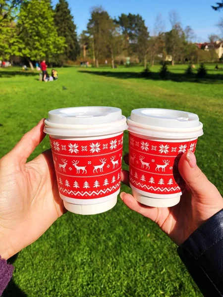 Coffee to go in the summer Park