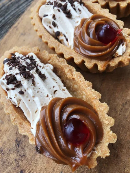 Prăjituri Delicioase Cremă Fructe Ciocolată — Fotografie, imagine de stoc