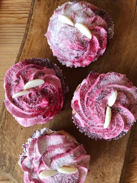 Delicious Cakes Cherry Cream Jam — Stock Photo, Image