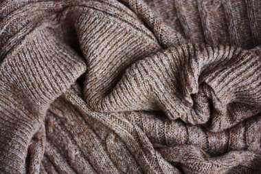Güzel kahverengi örülmüş kumaş yakın görünüm