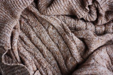 Güzel kahverengi örülmüş kumaş yakın görünüm