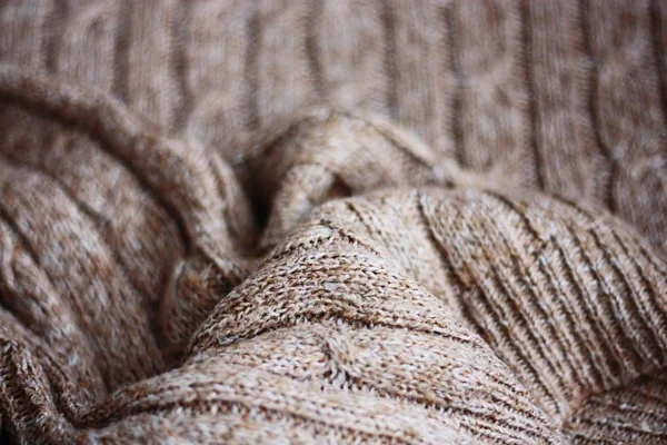 Beautiful Brown Knitted Fabric Close View — Stock Photo, Image