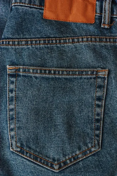 Hermosos Pantalones Vaqueros Azules Textiles Con Bolsillo Cerca — Foto de Stock