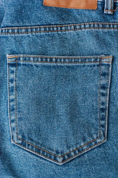 Vackra Textila Blå Jeans Med Ficka Nära Håll — Stockfoto