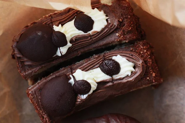 Délicieux Gâteaux Chocolat Pour Petit Déjeuner Gros Plan — Photo