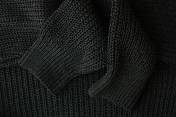 Schöner Gestrickter Grauer Pullover Aus Nahsicht — Stockfoto