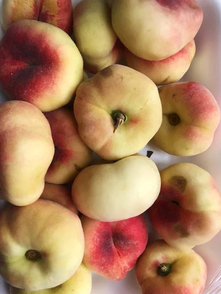 Delicious Juicy Peaches Table Macro — Stock Photo, Image