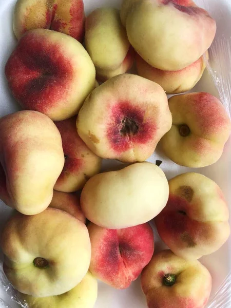 Delicious Juicy Peaches Table Macro — Stock Photo, Image