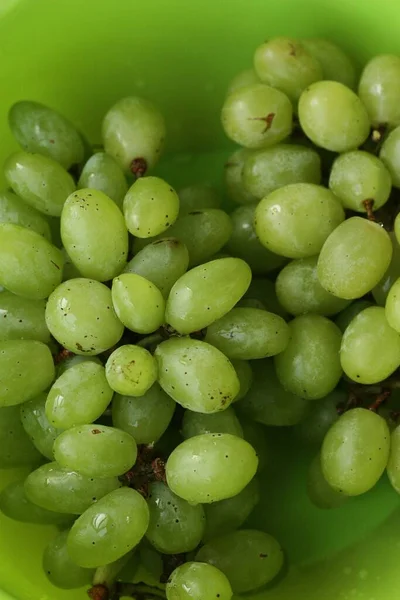 Raisins Verts Mûrs Dans Bol Macro — Photo