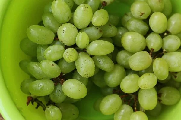 Raisins Verts Mûrs Dans Bol Macro — Photo