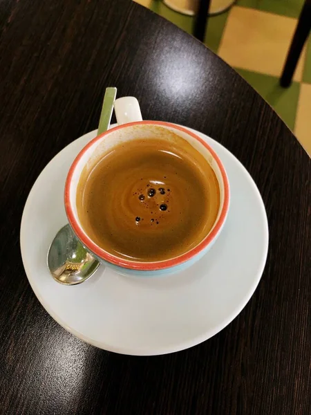 Fresh Americano Coffee Table Macro — Stock Photo, Image