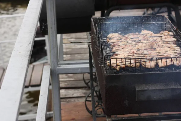 Kippenvlees Met Specerijen Een Barbecue — Stockfoto