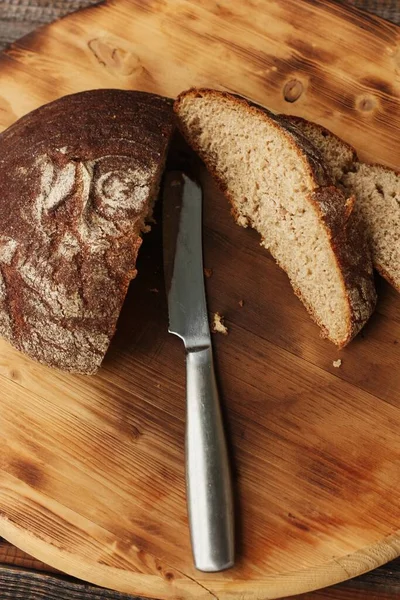 Delicioso Pão Centeio Fresco Mesa — Fotografia de Stock