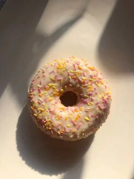 Delicious Donut Vanilla Cream Macro — Stock Photo, Image