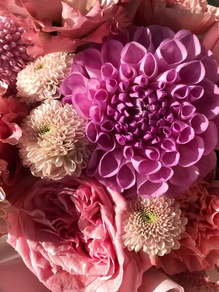 Beautiful Bouquet Pink Flowers Close — Stock Photo, Image