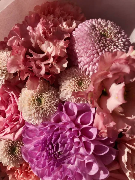 Beautiful Bouquet Pink Flowers Close — Stock Photo, Image