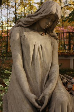 Mezarlıkta güzel bir mermer heykel.