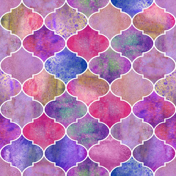 Vintage Decorative Moroccan Seamless Pattern Watercolor Hand Drawn Colorful Pink — Stock Photo, Image