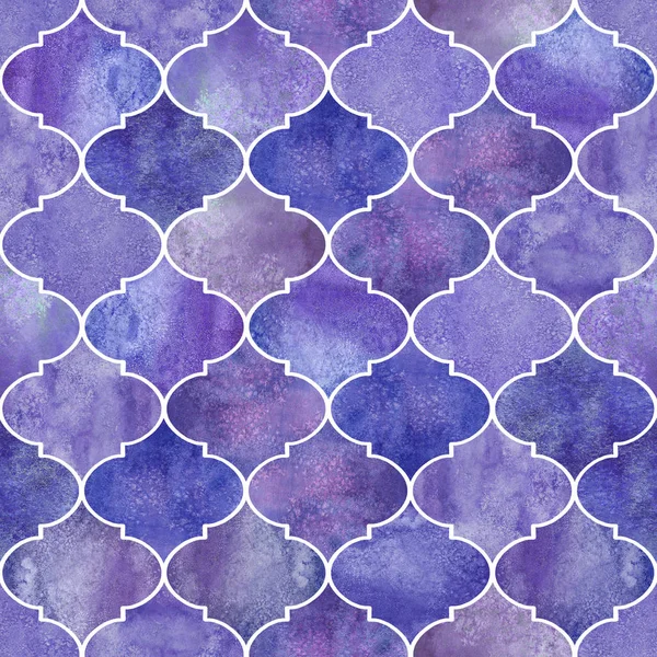 Vintage Decorative Moroccan Seamless Pattern Watercolor Hand Drawn Purple Endless — Stock Photo, Image