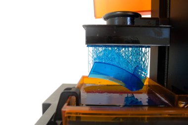 3D baskı işlemi. Modern 3d baskı teknolojisi. Bir ayrıntı yazdırma 3d yazıcı makine çalışma. Yakın çekim.