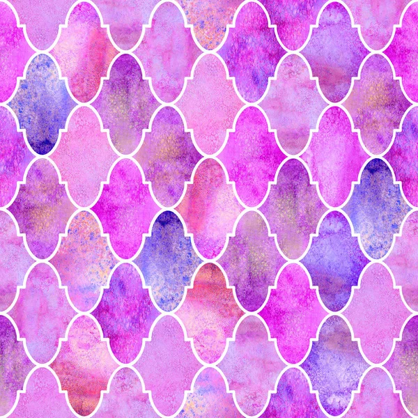 Винтажный Декоративный Марокканский Бесшовный Рисунок Акварель Ручной Работы Розовый Пурпурный — стоковое фото