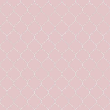 Vintage gümüş çizgi dekoratif Fas seamless modeli. Sonsuz doku pembe bir arka plan üzerinde parlak metal lüks. Geometrik oryantal öğeleri. Baskı Tekstil, duvar kağıdı, ambalaj için