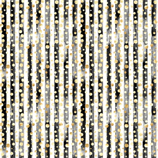 Abstraktní Zlatého Kovu Konfet Vzor Bezešvé Černé Bílé Pruhy Luxusní — Stock fotografie