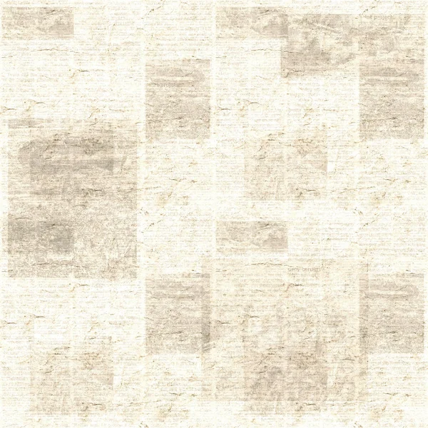 Old grunge unreadable vintage newspaper texture square seamless pattern. Blurred newspaper background. Aged textured paper. Blur yellow color news collage.