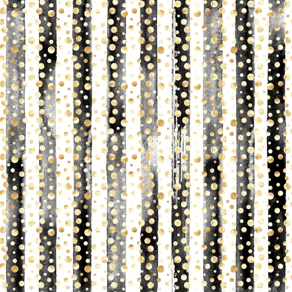 Abstracto Confeti Metal Dorado Rayas Blanco Negro Patrón Sin Costuras — Foto de Stock