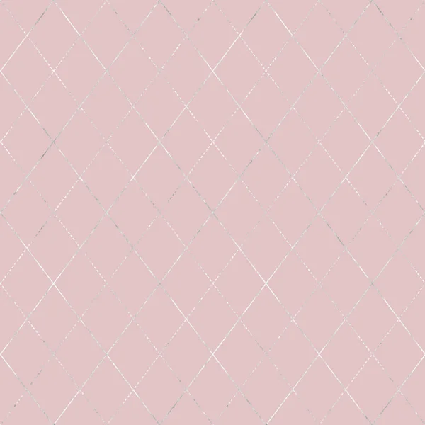 アーガイルは 幾何学的なシルバー金属格子縞シームレスなパターンを抽象化します 灰色の金属手ピンクの背景に描かれた飾りです 高級きらびやかなテクスチャです 包装を印刷します — ストック写真