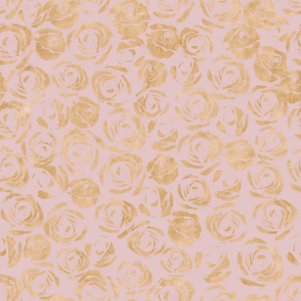 Rose Flowers Abstract Gold Metal Seamless Pattern Luxury Yellow Golden — Stock Photo, Image