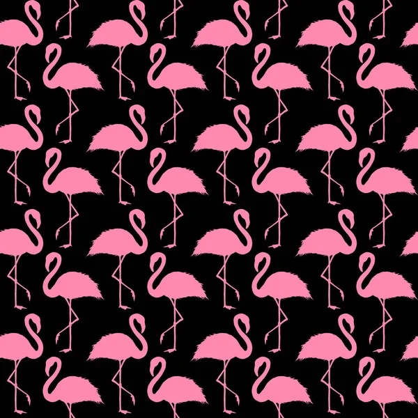 Absztrakt Rózsaszín Fekete Flamingó Varrat Nélküli Mintát Élénk Rózsaszín Kézzel — Stock Fotó