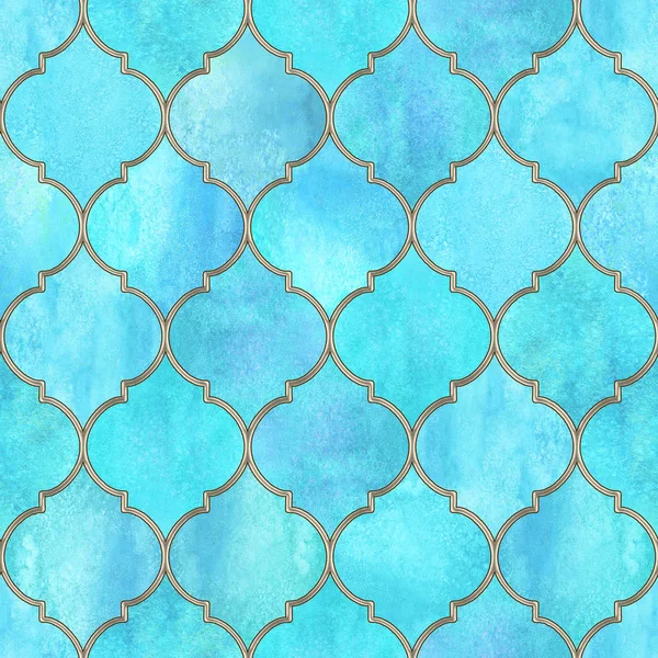 Vintage Decorative Moroccan Seamless Pattern Silver Line Watercolor Hand Drawn — Stock Photo, Image