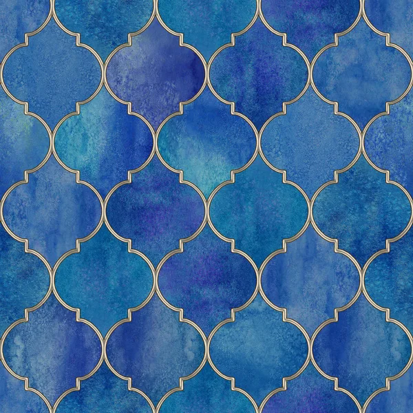 Vintage Dekorative Marokkanische Nahtlose Muster Mit Glitzernden Linien Aquarell Handgezeichnet — Stockfoto