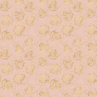 Gül çiçek soyut glitter altın seamless modeli. El pırıltılı lüks sarı altın gül, pembe arka plan süsleme çizilmiş. Düğün doku. Baskı Tekstil, duvar kağıdı, ambalaj için.