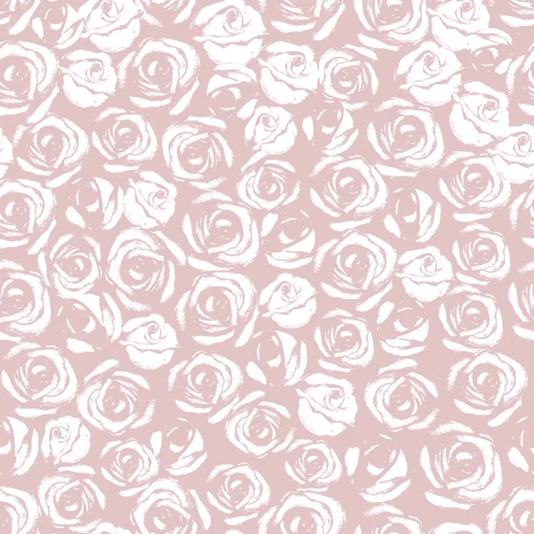 White Rose Flowers Abstract Seamless Pattern White Floral Hand Drawn — Stock Photo, Image