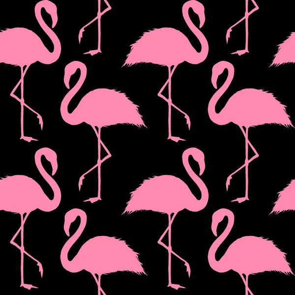 Absztrakt Rózsaszín Fekete Flamingó Varrat Nélküli Mintát Élénk Rózsaszín Kézzel — Stock Fotó