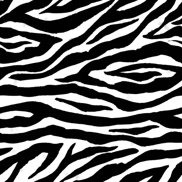 Black White Zebra Striped Seamless Background Abstract Hand Drawn Animal — Stock Photo, Image