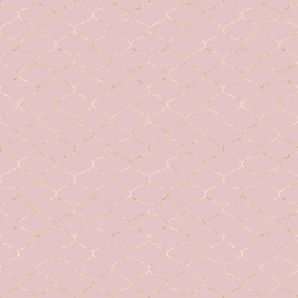ヴィンテージ ゴールド装飾モロッコ シームレス パターン ピンクの背景に無限テクスチャをきらびやかな黄金の金属高級幾何学的な東洋の要素 包装を印刷します — ストック写真