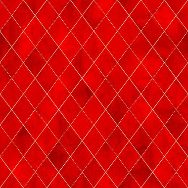 Suluboya argyle soyut geometrik ekose seamless modeli altın glitter çizgi kontur ile. Suluboya el Kırmızı renk lüks parlak arka plan çekilmiş. Baskı Tekstil, duvar kağıdı, ambalaj için.