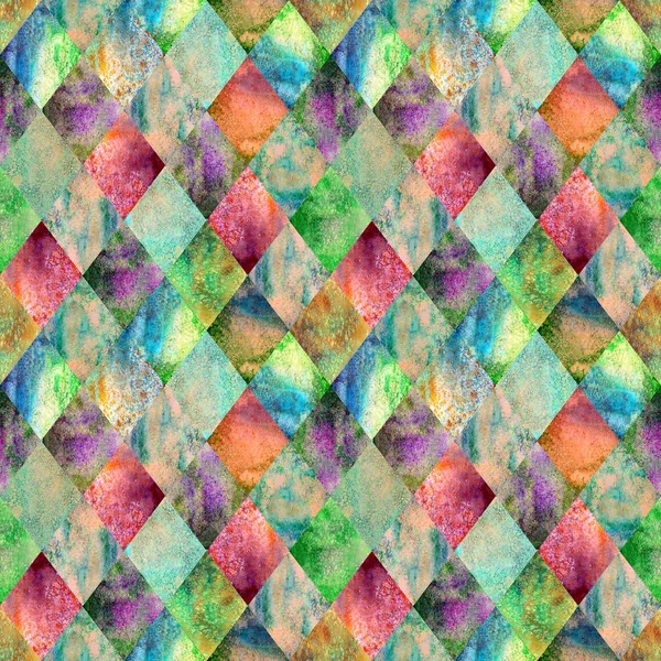 Akvarell Argyle Absztrakt Geometriai Kockás Varrat Nélküli Mintát Akvarell Kézzel — Stock Fotó