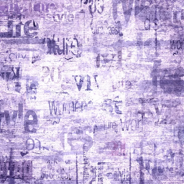 Old grunge newspaper paper textured square background. Vintage newspaper texture. Newsprint typed sheet. Unreadable aged page. Lavender colored collage news pages background. Art rough urban style.