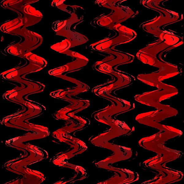 Kanlı Kan Kırmızı Siyah Grunge Dalgalı Çizgiler Seamless Modeli Suluboya — Stok fotoğraf