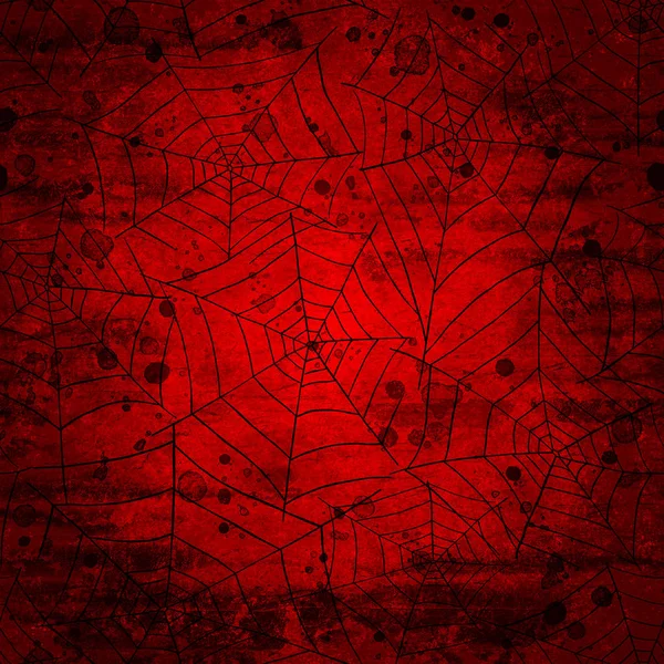 Halloween Blutiger Roter Grunge Hintergrund Mit Spinnennetzen Aquarell Alter Von — Stockfoto