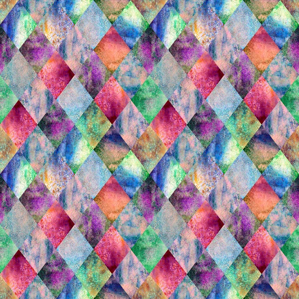 Watercolor Argyle Abstract Geometric Plaid Seamless Pattern Watercolour Hand Drawn — Stock Photo, Image